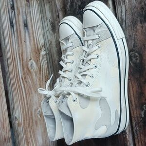 Converse Cream and White High-Top Sneakers